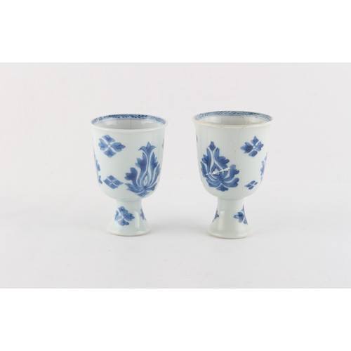 105 - Property of a lady - two matching Chinese blue & white stem cups, Kangxi period (1662-1722), restora... 