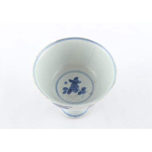 115 - Property of a lady - a Chinese blue & white stem cup, Ming Dynasty (1368-1644), painted with various... 