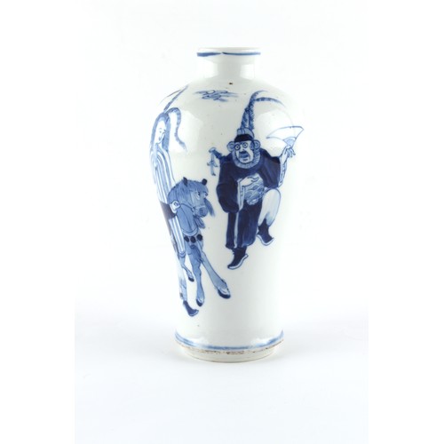 106 - Property of a lady - a Chinese blue & white vase, late 19th century, painted with a figure on horseb... 