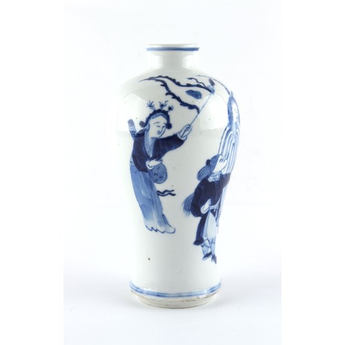 106 - Property of a lady - a Chinese blue & white vase, late 19th century, painted with a figure on horseb... 