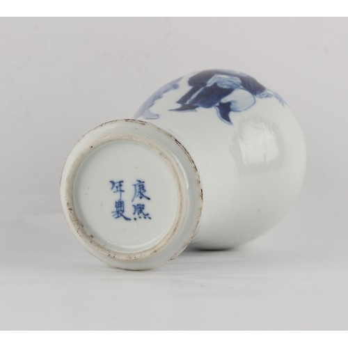 106 - Property of a lady - a Chinese blue & white vase, late 19th century, painted with a figure on horseb... 