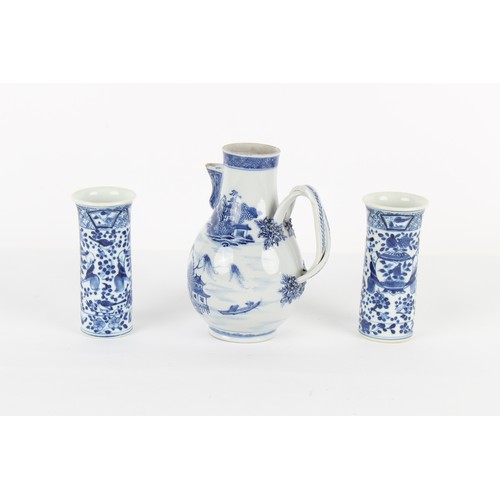 107 - Property of a gentleman - an 18th century Chinese Qianlong exportware blue & white jug, the cover mi... 