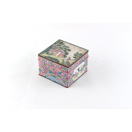 58 - Property of a deceased estate - a Chinese Canton enamel square box, late 19th / early 20th century, ... 