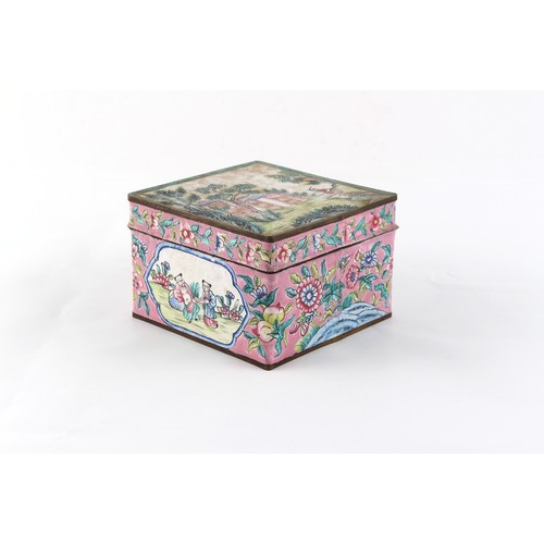 58 - Property of a deceased estate - a Chinese Canton enamel square box, late 19th / early 20th century, ... 