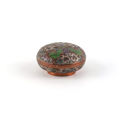 15 - Property of a lady - a 19th century Chinese champleve cloisonne bun shaped box, decorated with scrol... 