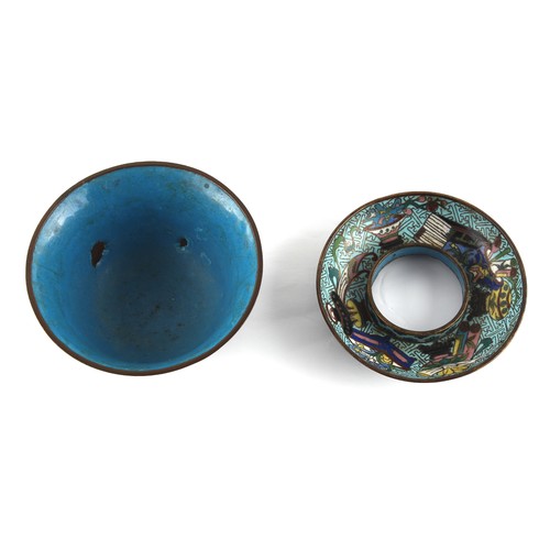 10 - Property of a gentleman - a 19th century Chinese cloisonne ring stand, 4ins. (10.2cms.) diameter; to... 