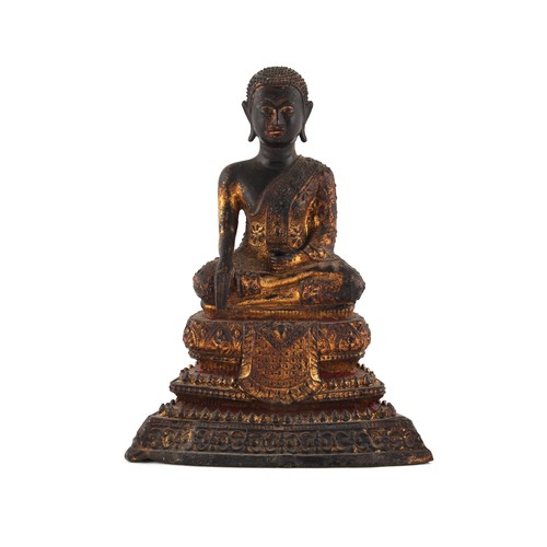 60 - Property of a lady - a Thai gilt bronze Buddha, 19th century, 6.25ins. (16cms.) high; together with ... 