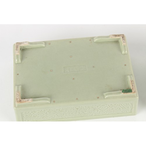 112 - Property of a lady - a pair of early 20th century Chinese celadon ground rectangular planters, with ... 