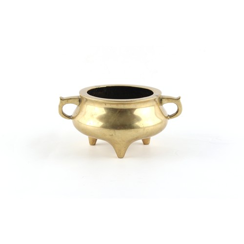 5 - A Chinese bronze tripod censer, 18th / 19th century, with ring handles, 2-character mark to base, 5.... 