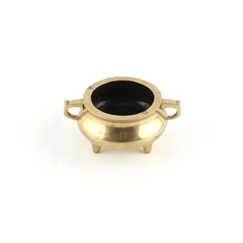 5 - A Chinese bronze tripod censer, 18th / 19th century, with ring handles, 2-character mark to base, 5.... 