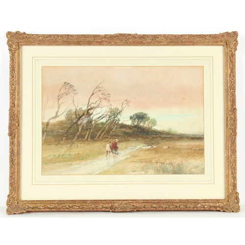 192 - Property of a lady - English school, late 19th / early 20th century - AUTUMN LANDSCAPE WITH FIGURES ... 