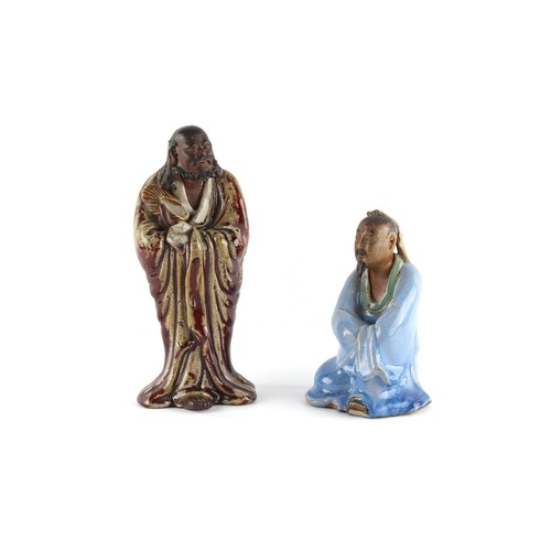 79 - Property of a lady - two 19th century Chinese Shiwan figures, the taller 8.75ins. (22.2cms.) high (2... 