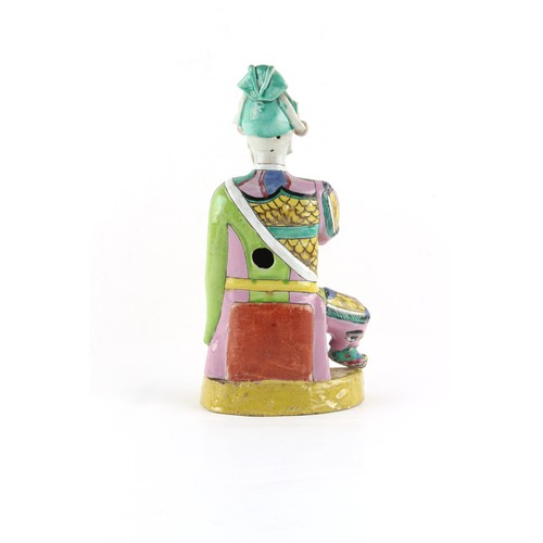 81 - Property of a gentleman - a Chinese famille rose figure of Guandi, 19th century, modelled seated & h... 