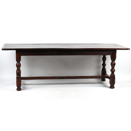 223 - Property of a lady - an oak refectory table, the four plank top with cleated ends & turned baluster ... 