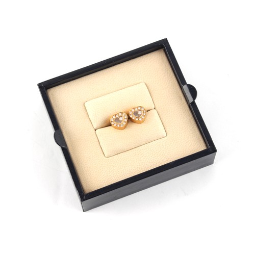 71 - Property of a lady - Chopard - a pair of 18ct yellow gold heart shaped 'Happy Diamonds' stud earring... 