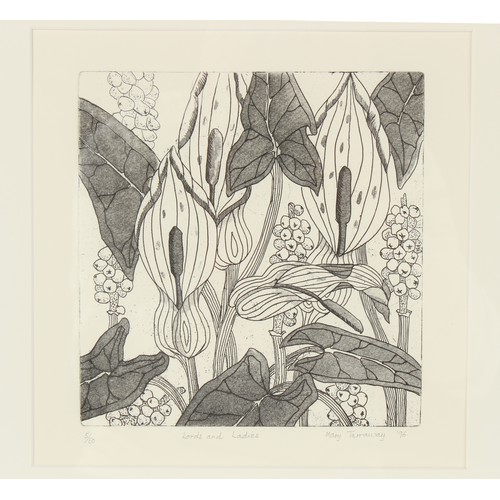 247 - Property of a lady - Molly Dicker (b.1924) - VIEW OF A GARDEN - pencil drawing, in glazed frame; tog... 