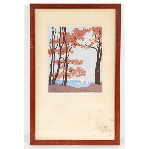 251 - Property of a gentleman - Carl Rotky (1891-1977) - AUSTRIAN AUTUMN LANDSCAPE - linocut in colours - ... 