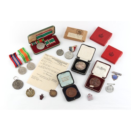 155 - Property of a lady - a quantity of assorted military medals & civilian badges relating to the Chirgw... 