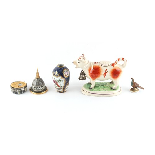 241 - Property of a lady - a Meissen miniature model of a ptarmigan, 1.95ins. (4.9cms.) high; together wit... 