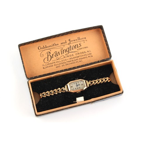 12 - Property of a gentleman - a lady's 'Dot' 9ct gold cased Bravington wristwatch on 9ct gold bracelet s... 