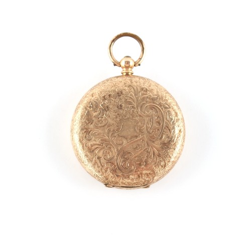 10 - A late 19th / early 20th century 14ct gold fob watch or small pocket watch, the rear hinge broken, 3... 