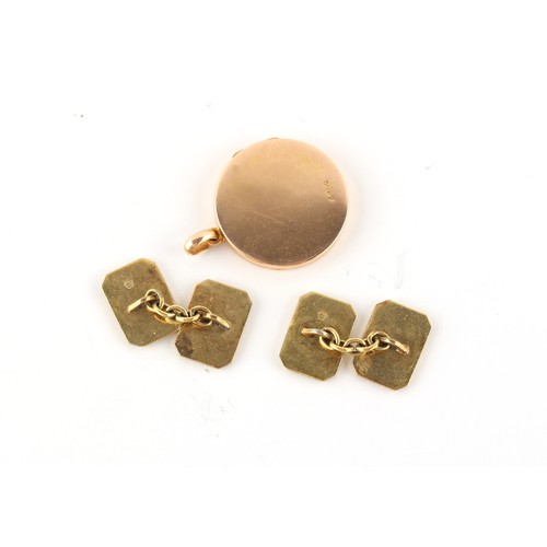 44 - Property of a lady - a pair of unmarked 18ct gold (tested) enamel crested cufflinks, approximately 7... 