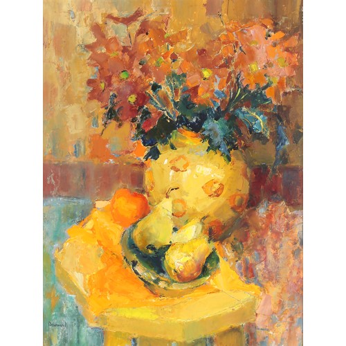 106 - Property of a lady - Marion J. Drummond (Scottish, b.1958) - 'TERRACOTTA', A STILL LIFE OF FLOWERS I... 