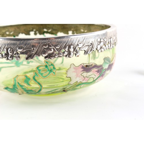 132 - Property of a gentleman - an early 20th century Art Nouveau enamelled glass salad bowl with matching... 