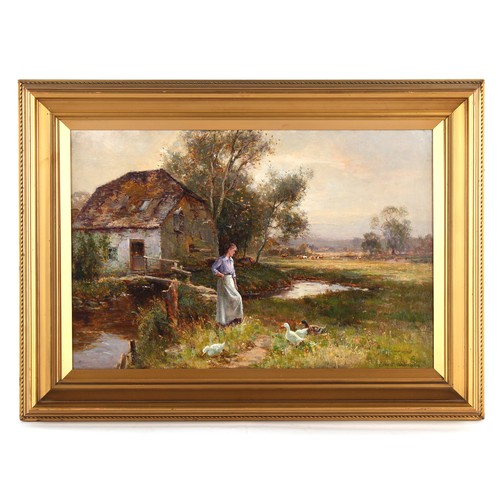 117 - Property of a lady - Ernest Charles Walbourn (1872-1927) - COUNTRY COTTAGE WITH MAID AND DUCKS BY A ... 