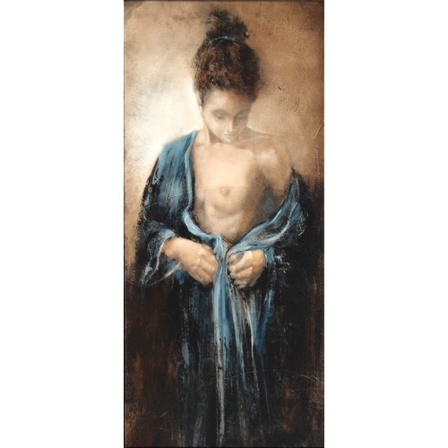 120 - Property of a lady - Josep Domenech Sanchez (Spanish, b.1952) - 'NUDE - BLUE DRESS' - oil on canvas,... 