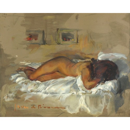 124 - Property of a lady - Jacques Favre de Thierrens (1895-1973) - RECLINING FEMALE NUDE - oil, 14.55 by ... 