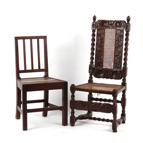 209 - Property of a deceased estate - a late 19th century Carolean style carved oak high back chair, with ... 