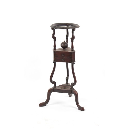 212 - Property of a deceased estate - a George III mahogany wig stand, with two drawers, on cabriole legs,... 