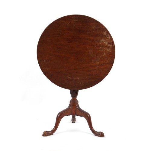 214 - Property of a deceased estate - a George III mahogany circular tilt-top table with turned column & w... 