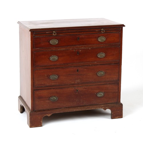 237 - Property of a lady - a small George III mahogany chest of four long graduated drawers with brushing ... 