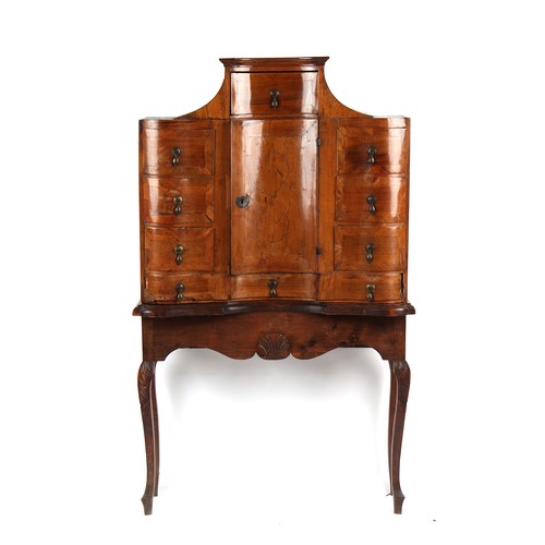 221 - Property of a lady - an 18th century Continental walnut cabinet with an arrangement of ten drawers a... 