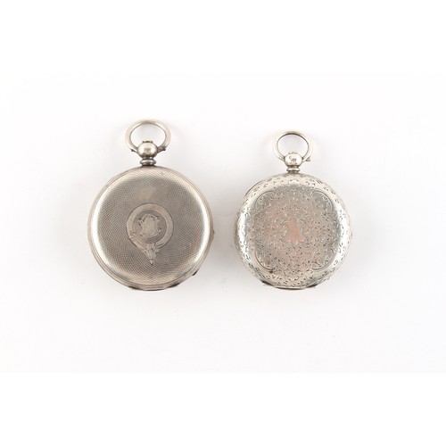 1 - The Henry & Tricia Byrom Collection - two 19th century silver mid size pocket watches, with decorati... 