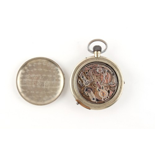 3 - The Henry & Tricia Byrom Collection - a nickel cased open faced repeating pocket watch, keyless wind... 