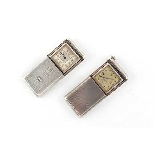 5 - The Henry & Tricia Byrom Collection - two similar engine turned silver cased purse watches, both app... 