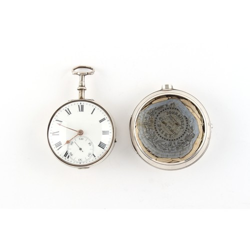 7 - The Henry & Tricia Byrom Collection - a George III silver pair cased pocket watch, the verge fusee m... 