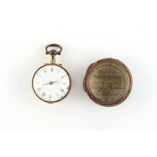 8 - The Henry & Tricia Byrom Collection - a George III gilt & tortoiseshell pair cased pocket watch, the... 