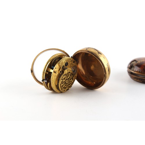 8 - The Henry & Tricia Byrom Collection - a George III gilt & tortoiseshell pair cased pocket watch, the... 