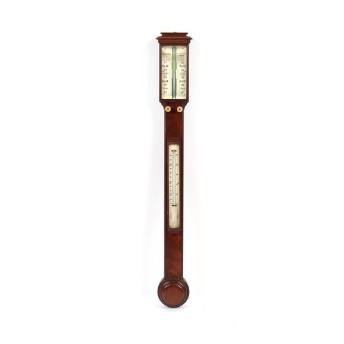 238 - Property of a gentleman - a 19th century mahogany stick barometer, with ivory scales, inscribed WALK... 