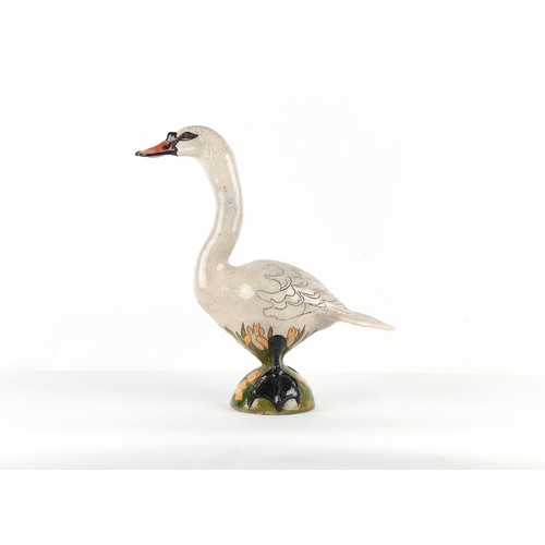 220 - Property of a lady - Jennie Hale (British, contemporary) - a large raku pottery model of a Swan, sig... 