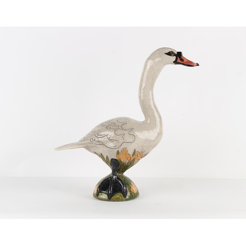 220 - Property of a lady - Jennie Hale (British, contemporary) - a large raku pottery model of a Swan, sig... 