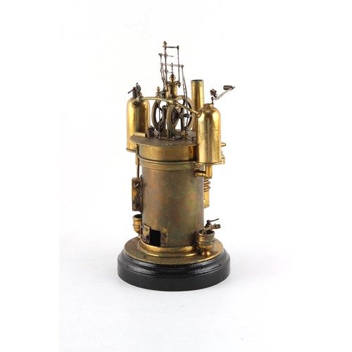 236 - Property of a gentleman - an early 20th century brass model vertical steam engine, one small door mi... 