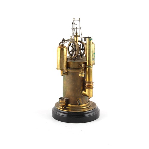 236 - Property of a gentleman - an early 20th century brass model vertical steam engine, one small door mi... 