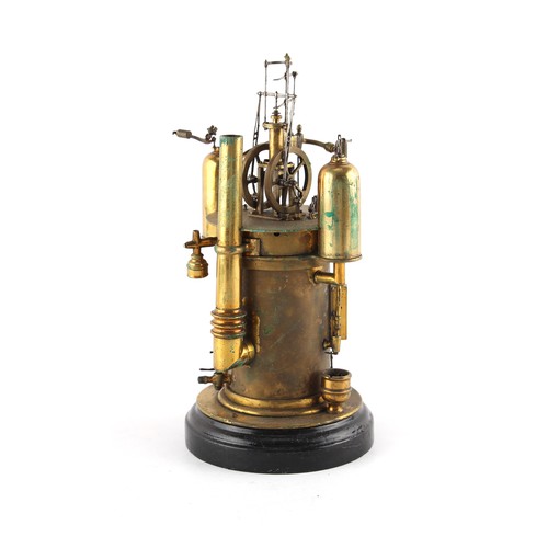 236 - Property of a gentleman - an early 20th century brass model vertical steam engine, one small door mi... 