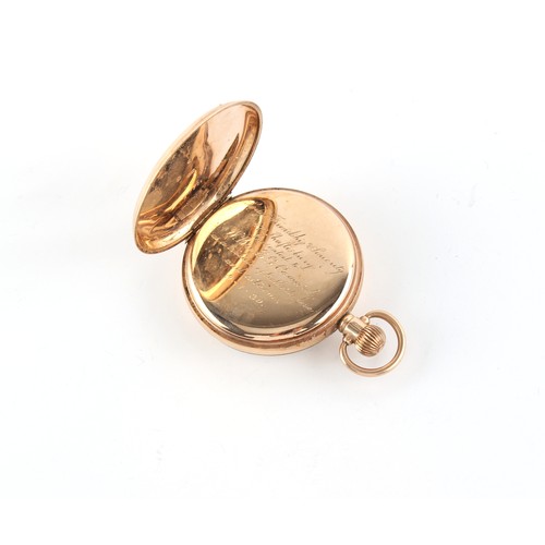 15 - Property of a lady - an early 20th century 9ct gold open faced pocket watch, with keyless wind Pilot... 