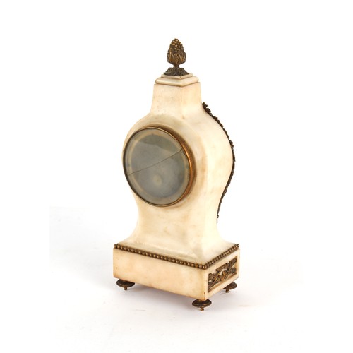 252 - Property of a lady - a late 19th century French ormolu mounted white alabaster cased mantel clock, t... 